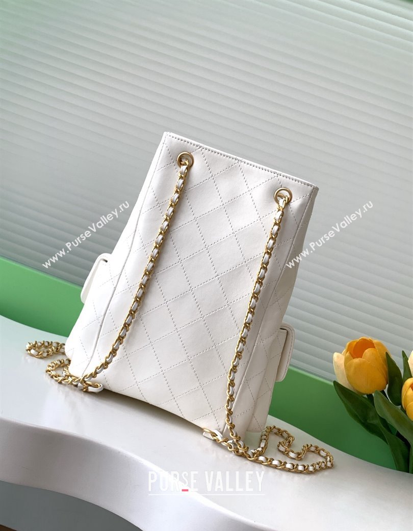 Chanel Shiny Lambskin Backpack bag AS5310 White 2024 (yezi-241207038)