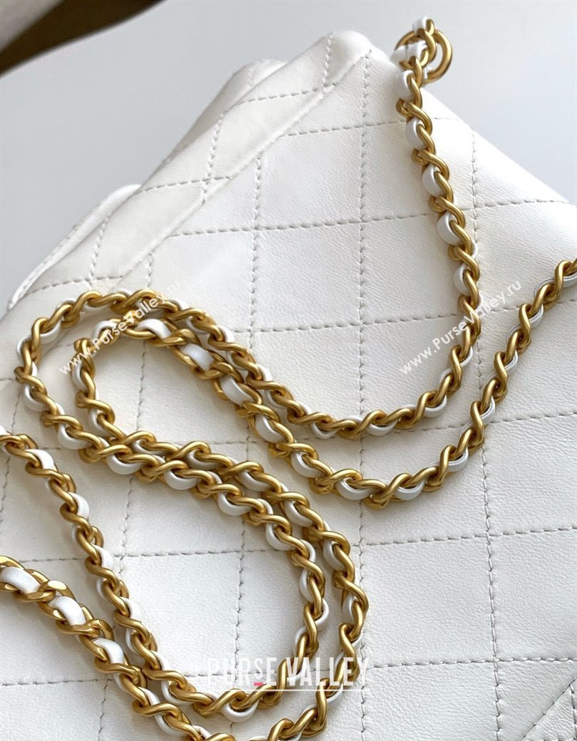 Chanel Shiny Lambskin Backpack bag AS5310 White 2024 (yezi-241207038)