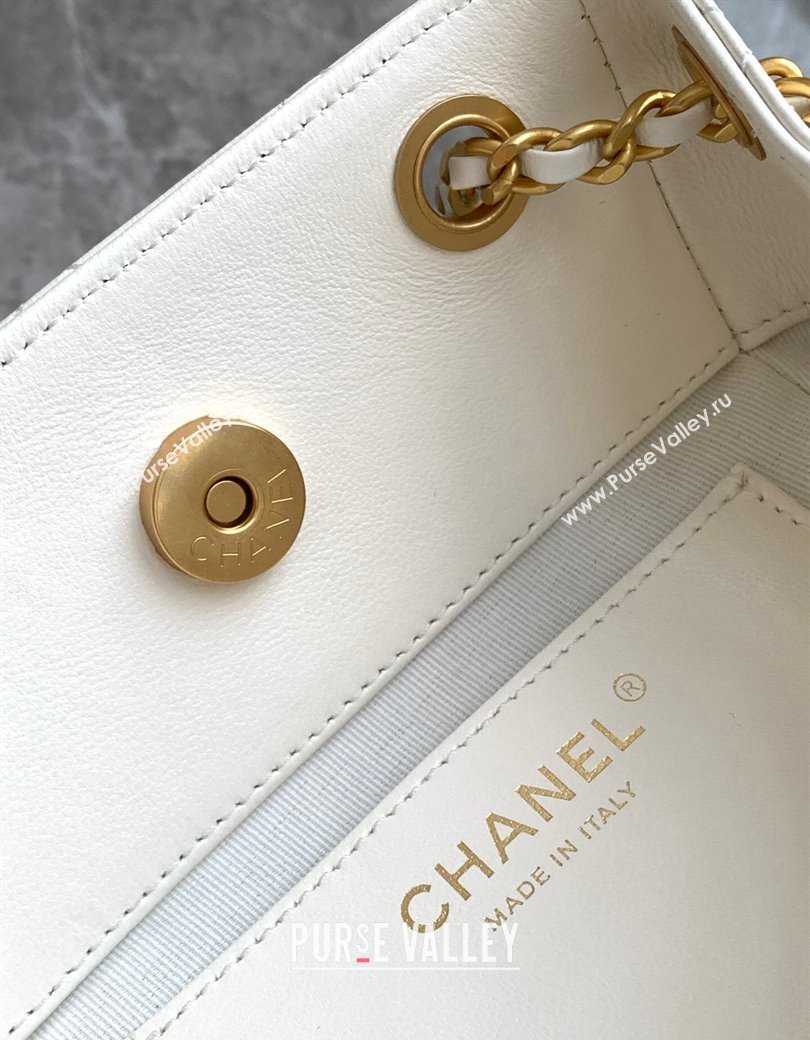 Chanel Shiny Lambskin Backpack bag AS5310 White 2024 (yezi-241207038)