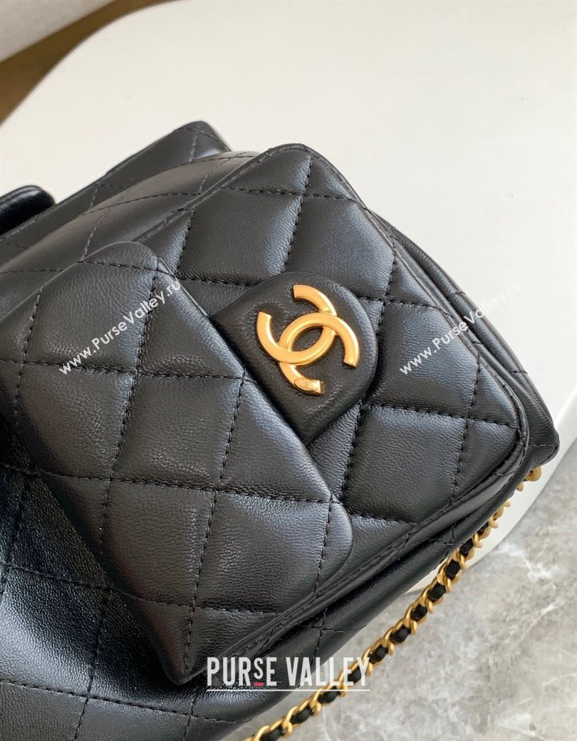 Chanel Shiny Lambskin Backpack bag AS5310 Black 2024 (yezi-241207039)