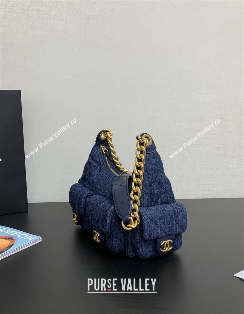 Chanel Washed Denim Large Hobo Bag AS5339 Dark Blue 2024 1206 (yezi-241206008)