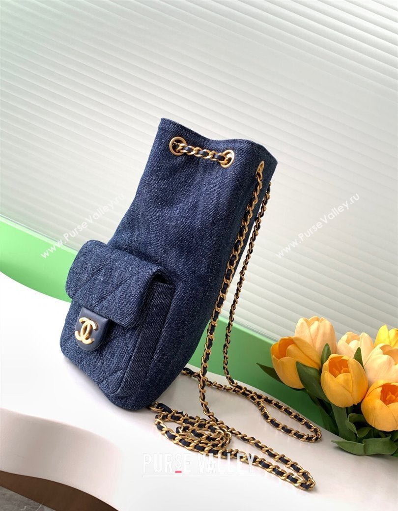 Chanel Denim Backpack bag AS5310 Dark Blue 2024 (yezi-241207040)