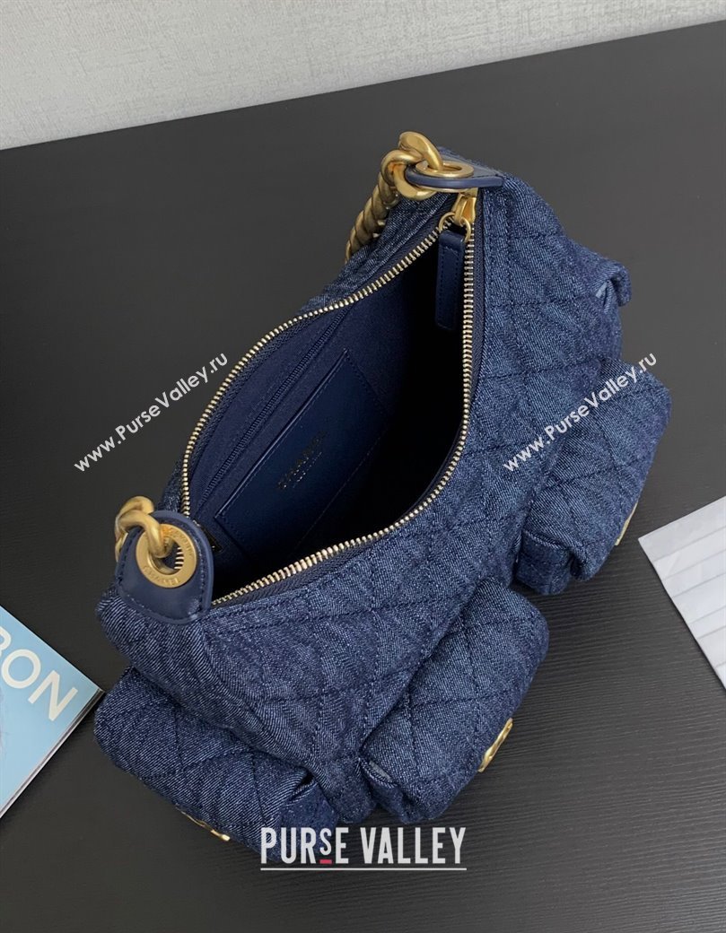 Chanel Washed Denim Large Hobo Bag AS5339 Dark Blue 2024 1206 (yezi-241206008)