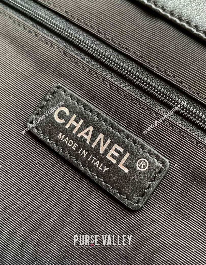 Chanel Vintage Quilted Suede Shopping Bag Black 2024 1207 (yezi-241207042)