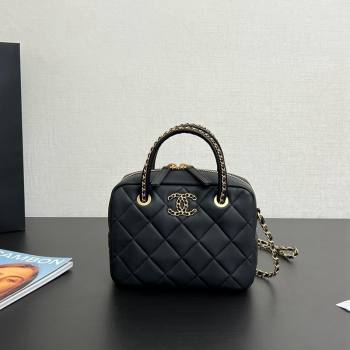 Chanel Quilted Matte Lambskin Mini Bowling Bag Black 2024 99439 (yezi-241207017)