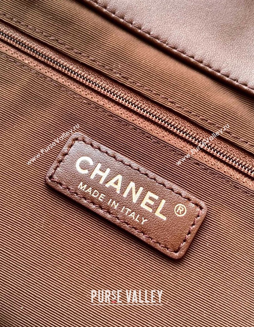 Chanel Vintage Quilted Suede Shopping Bag Coffee Brown 2024 1207 (yezi-241207043)