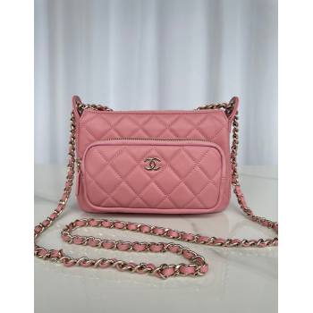 Chanel Shiny Crumpled Lambskin Clutch with Chain AP4349 Light Pink 2024 (yezi-241206042)