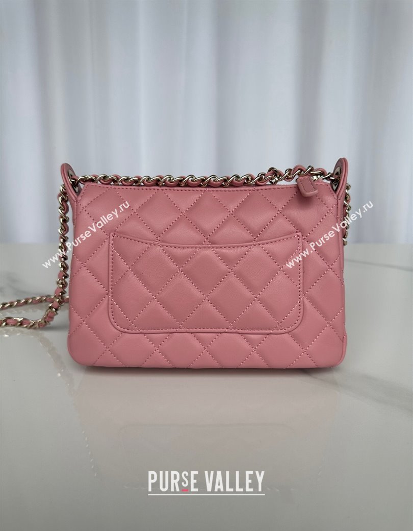 Chanel Shiny Crumpled Lambskin Clutch with Chain AP4349 Light Pink 2024 (yezi-241206042)