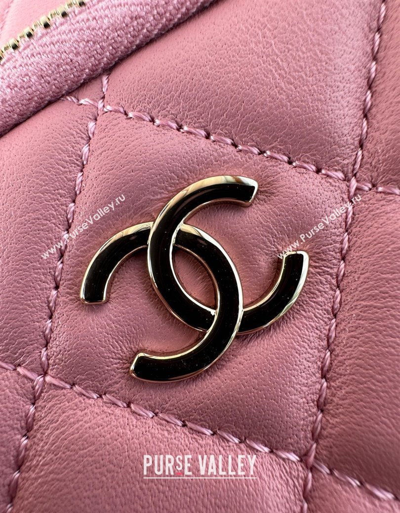 Chanel Shiny Crumpled Lambskin Clutch with Chain AP4349 Light Pink 2024 (yezi-241206042)