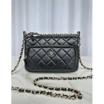 Chanel Shiny Crumpled Lambskin Clutch with Chain AP4349 Black 2024 (yezi-241206044)