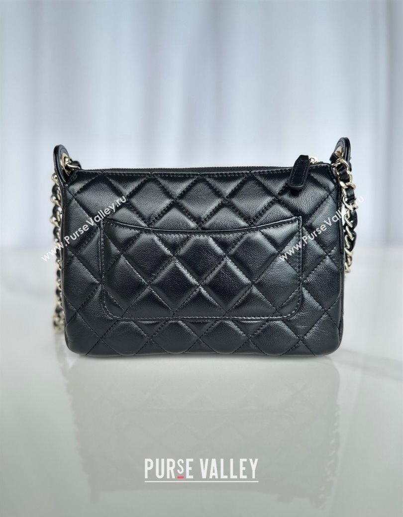 Chanel Shiny Crumpled Lambskin Clutch with Chain AP4349 Black 2024 (yezi-241206044)