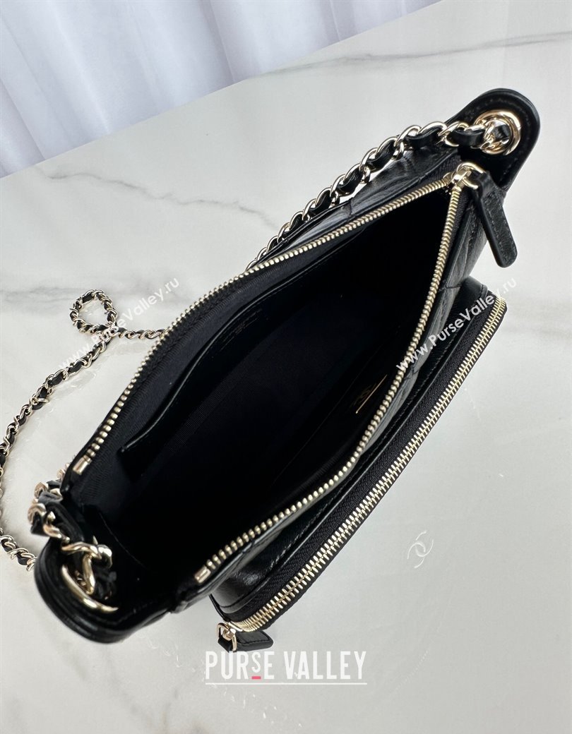 Chanel Shiny Crumpled Lambskin Clutch with Chain AP4349 Black 2024 (yezi-241206044)