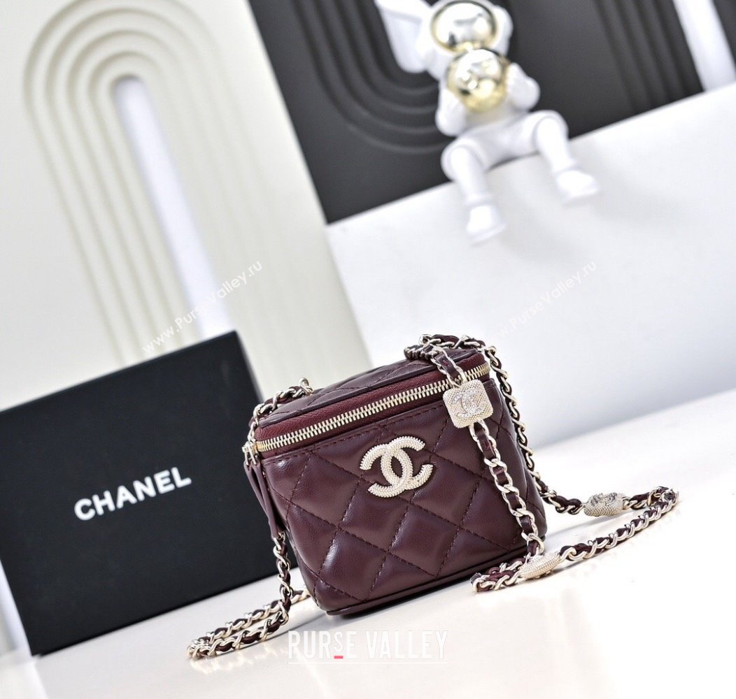 Chanel Lambskin Clutch with Chain AP4302 Burgundy 2024 (yezi-241207075)