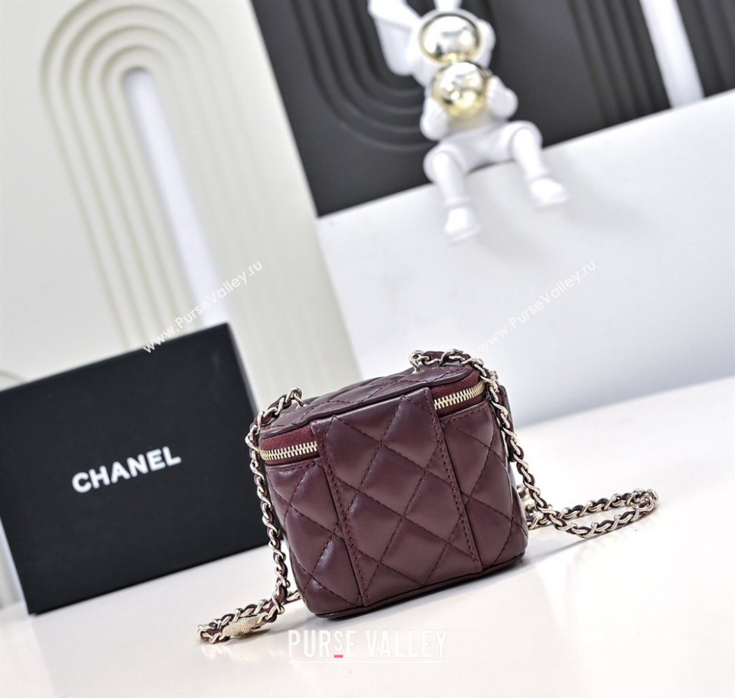 Chanel Lambskin Clutch with Chain AP4302 Burgundy 2024 (yezi-241207075)