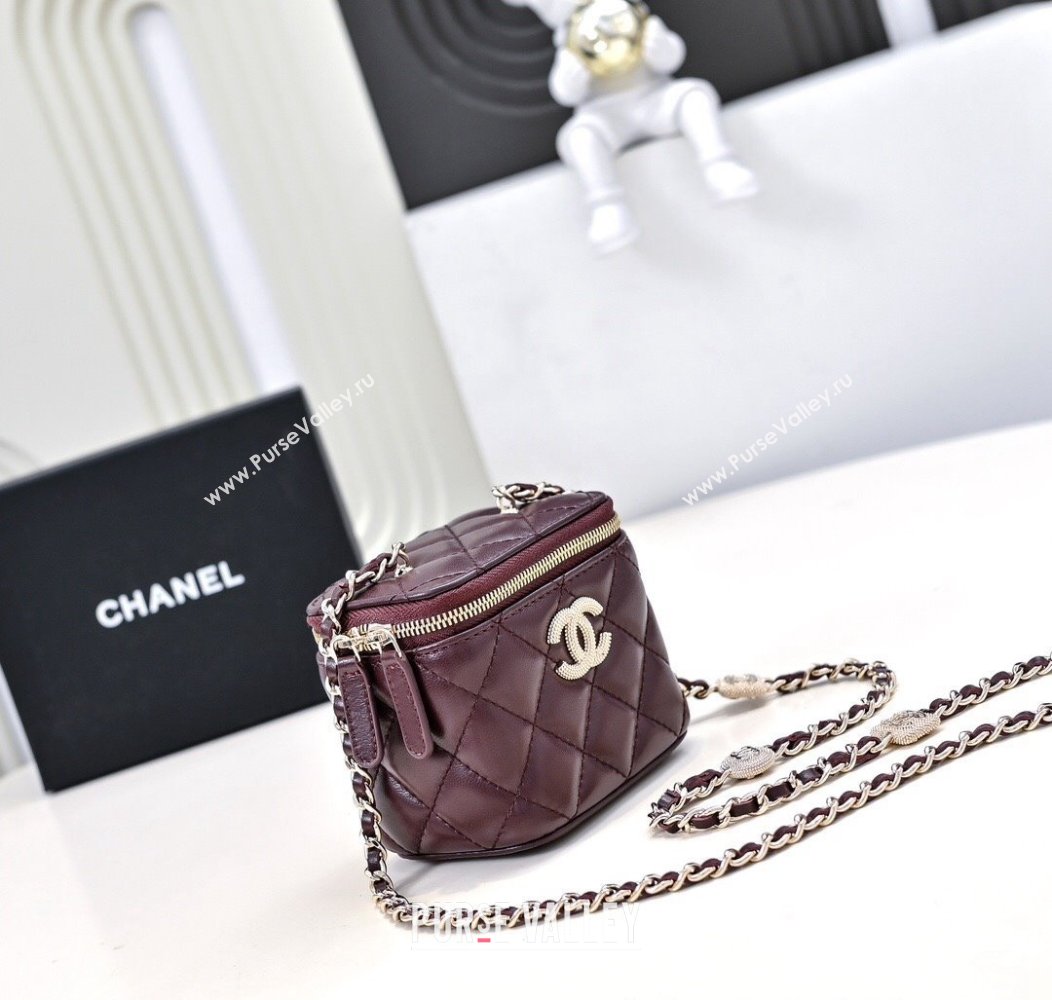 Chanel Lambskin Clutch with Chain AP4302 Burgundy 2024 (yezi-241207075)