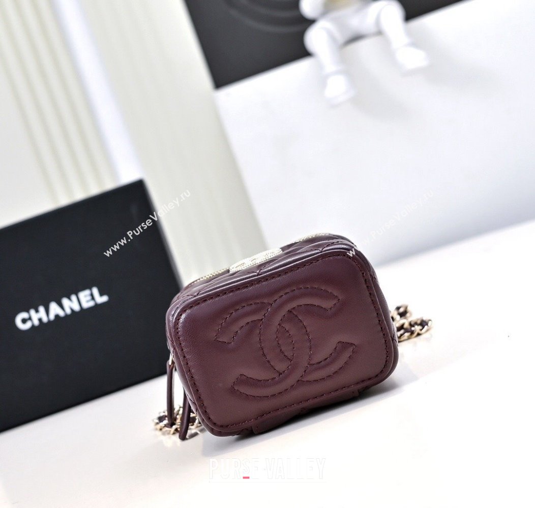 Chanel Lambskin Clutch with Chain AP4302 Burgundy 2024 (yezi-241207075)