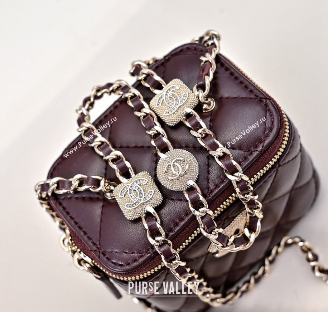 Chanel Lambskin Clutch with Chain AP4302 Burgundy 2024 (yezi-241207075)