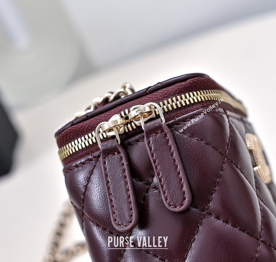 Chanel Lambskin Clutch with Chain AP4302 Burgundy 2024 (yezi-241207075)