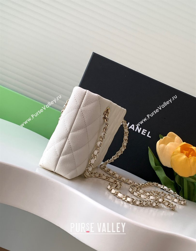 Chanel Grained Shiny Calfskin Classic Clutch with Chain AP4423 White 2024 (yezi-241207018)