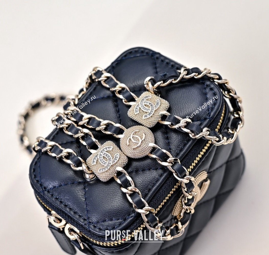 Chanel Lambskin Clutch with Chain AP4302 Navy Blue 2024 (yezi-241207077)