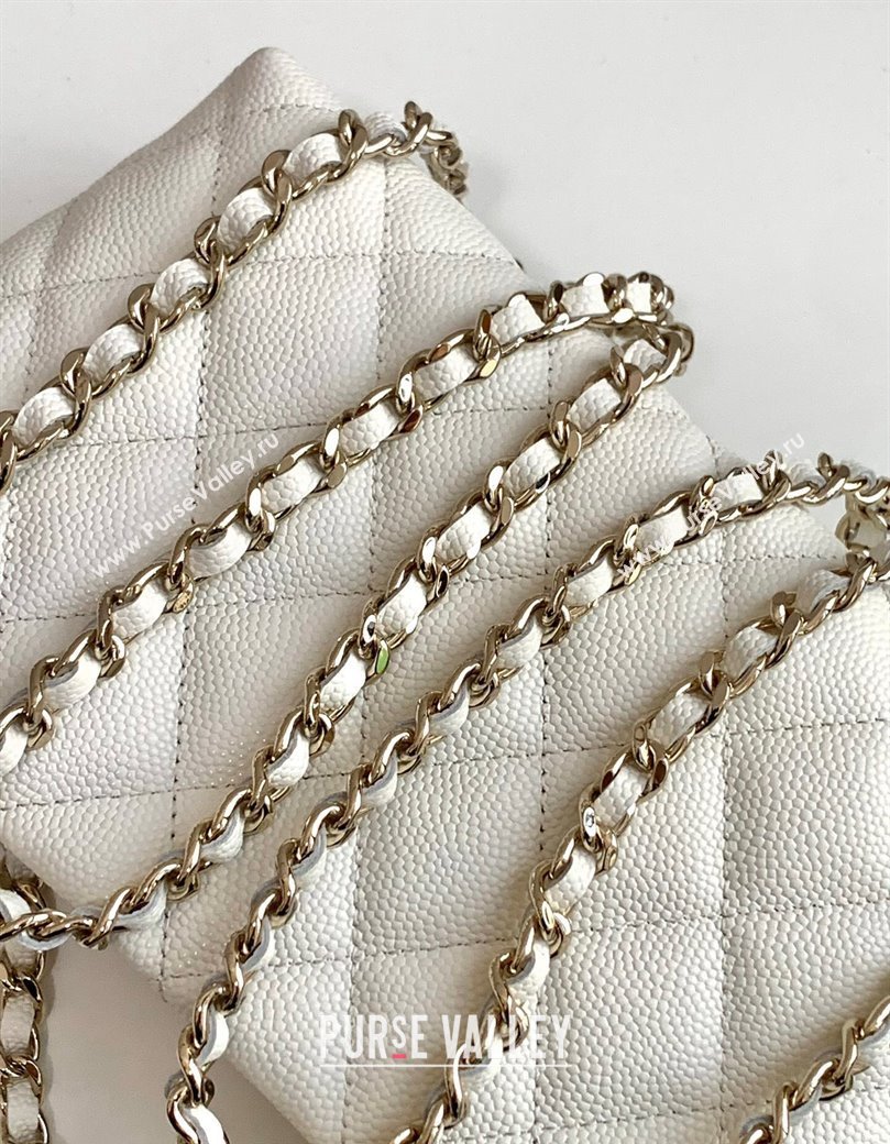 Chanel Grained Shiny Calfskin Classic Clutch with Chain AP4423 White 2024 (yezi-241207018)