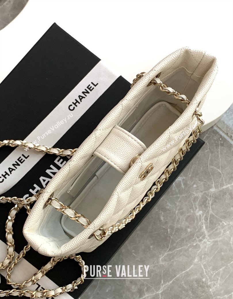 Chanel Grained Shiny Calfskin Classic Clutch with Chain AP4423 White 2024 (yezi-241207018)