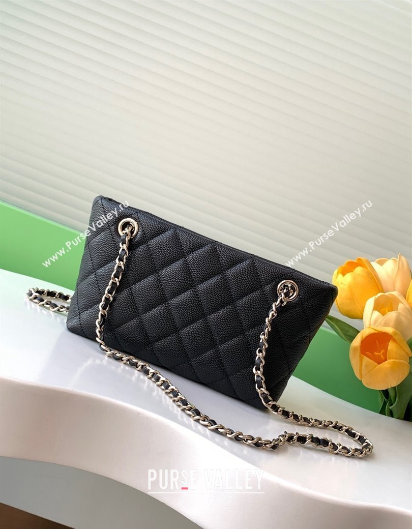 Chanel Grained Shiny Calfskin Classic Clutch with Chain AP4423 Black 2024 (yezi-241207019)