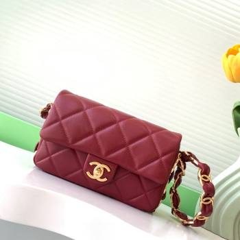 Chanel Lambskin Small Flap Bag with CC Chain Burgundy 2024 AS5174 (yezi-241207049)