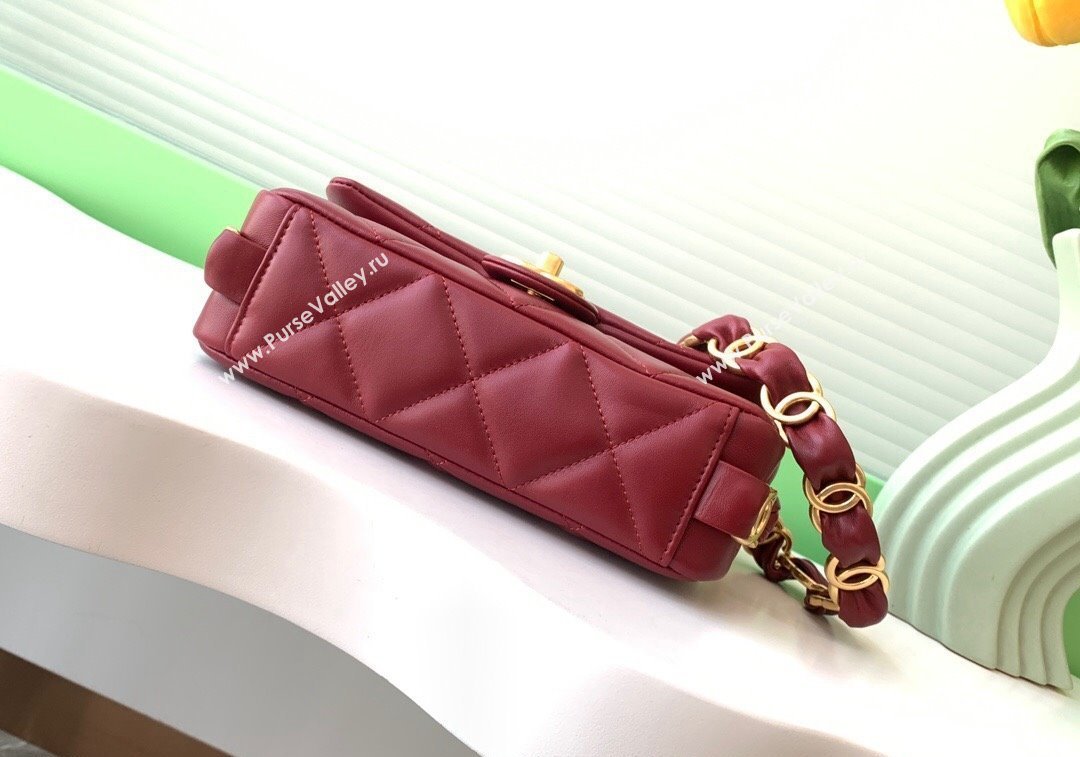 Chanel Lambskin Small Flap Bag with CC Chain Burgundy 2024 AS5174 (yezi-241207049)