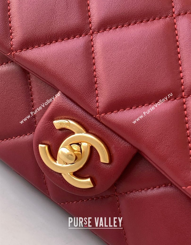 Chanel Lambskin Small Flap Bag with CC Chain Burgundy 2024 AS5174 (yezi-241207049)