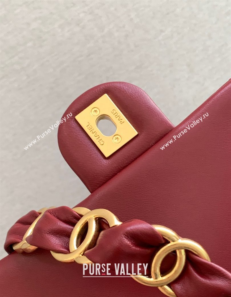 Chanel Lambskin Small Flap Bag with CC Chain Burgundy 2024 AS5174 (yezi-241207049)