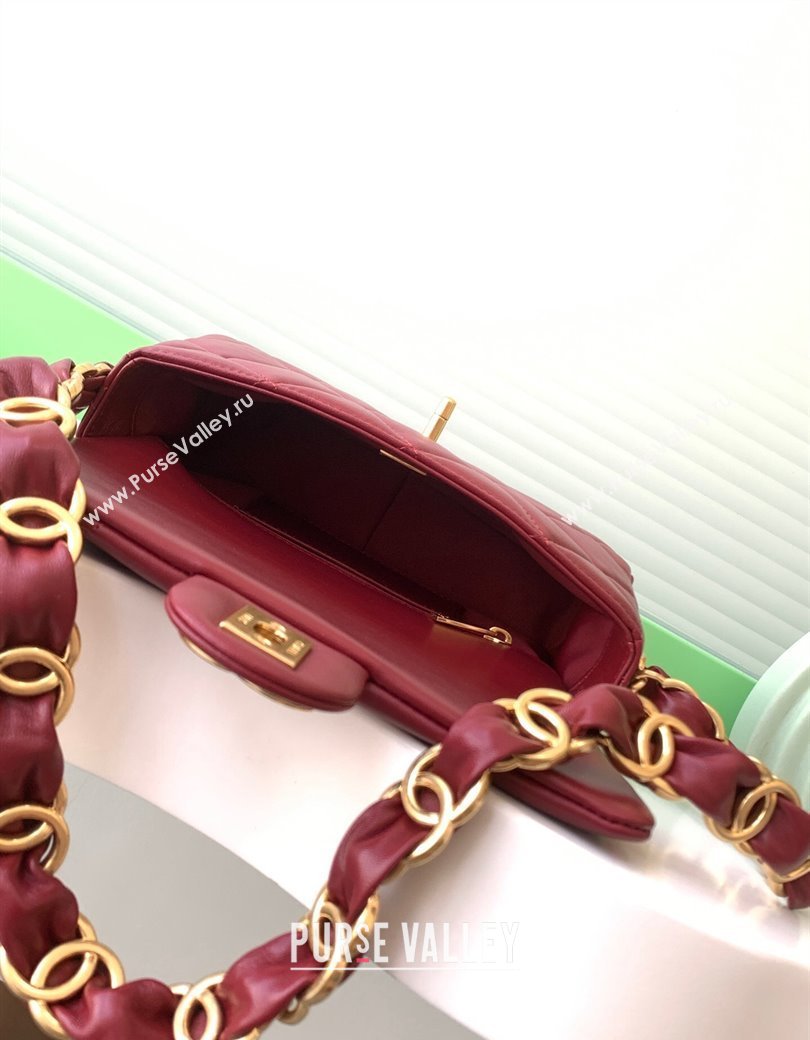 Chanel Lambskin Small Flap Bag with CC Chain Burgundy 2024 AS5174 (yezi-241207049)