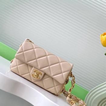 Chanel Lambskin Small Flap Bag with CC Chain Light Beige 2024 AS5174 (yezi-241207050)