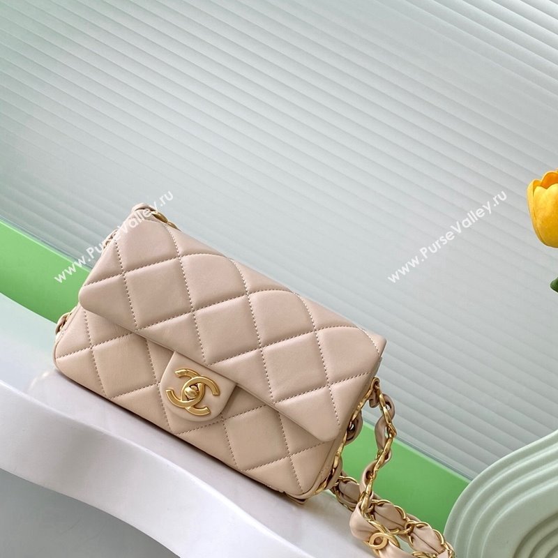 Chanel Lambskin Small Flap Bag with CC Chain Light Beige 2024 AS5174 (yezi-241207050)