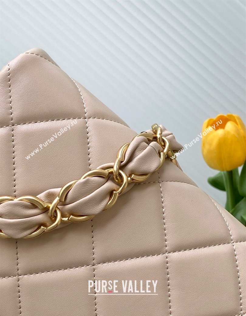 Chanel Lambskin Small Flap Bag with CC Chain Light Beige 2024 AS5174 (yezi-241207050)