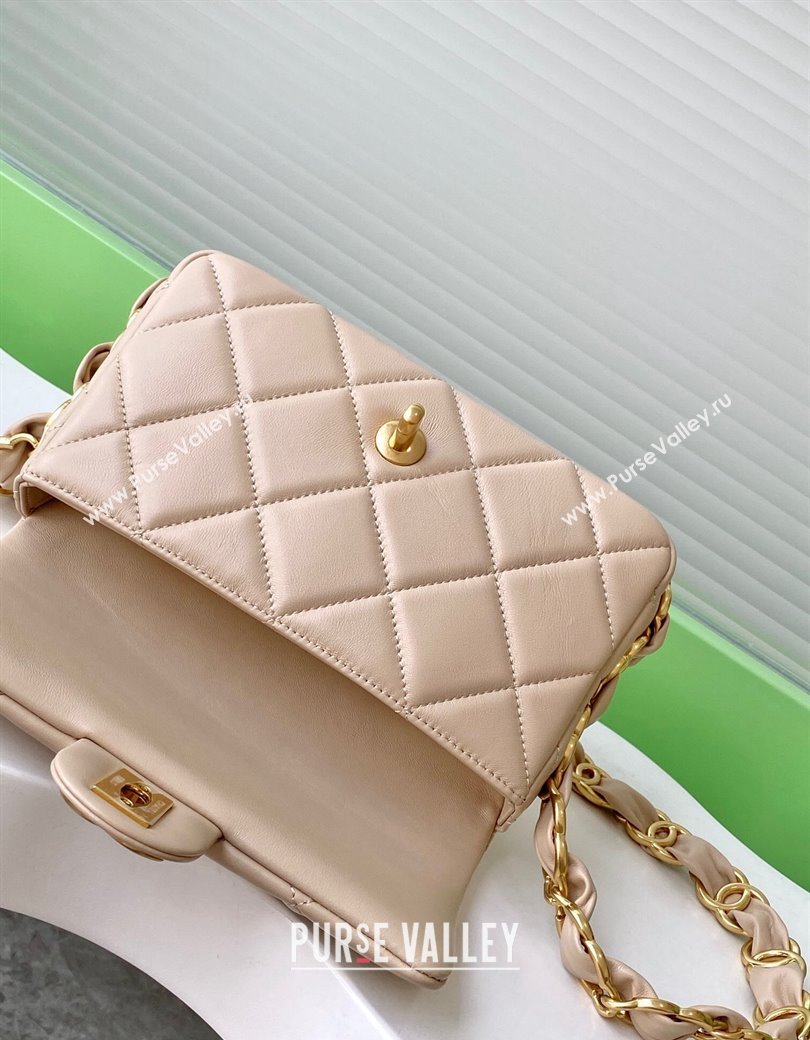 Chanel Lambskin Small Flap Bag with CC Chain Light Beige 2024 AS5174 (yezi-241207050)