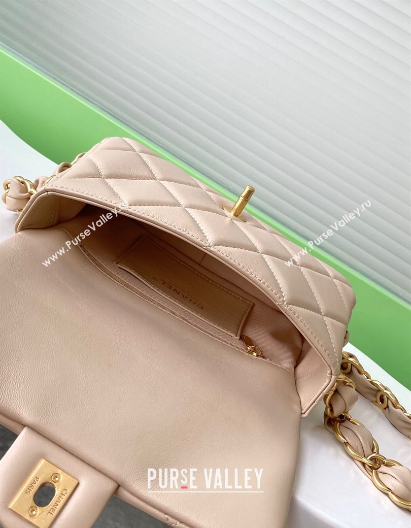 Chanel Lambskin Small Flap Bag with CC Chain Light Beige 2024 AS5174 (yezi-241207050)