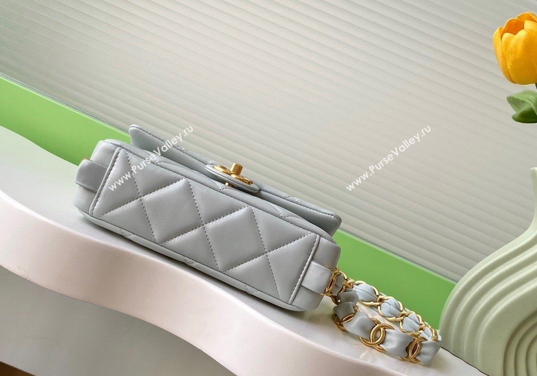 Chanel Lambskin Small Flap Bag with CC Chain Light Grey 2024 AS5174 (yezi-241207051)