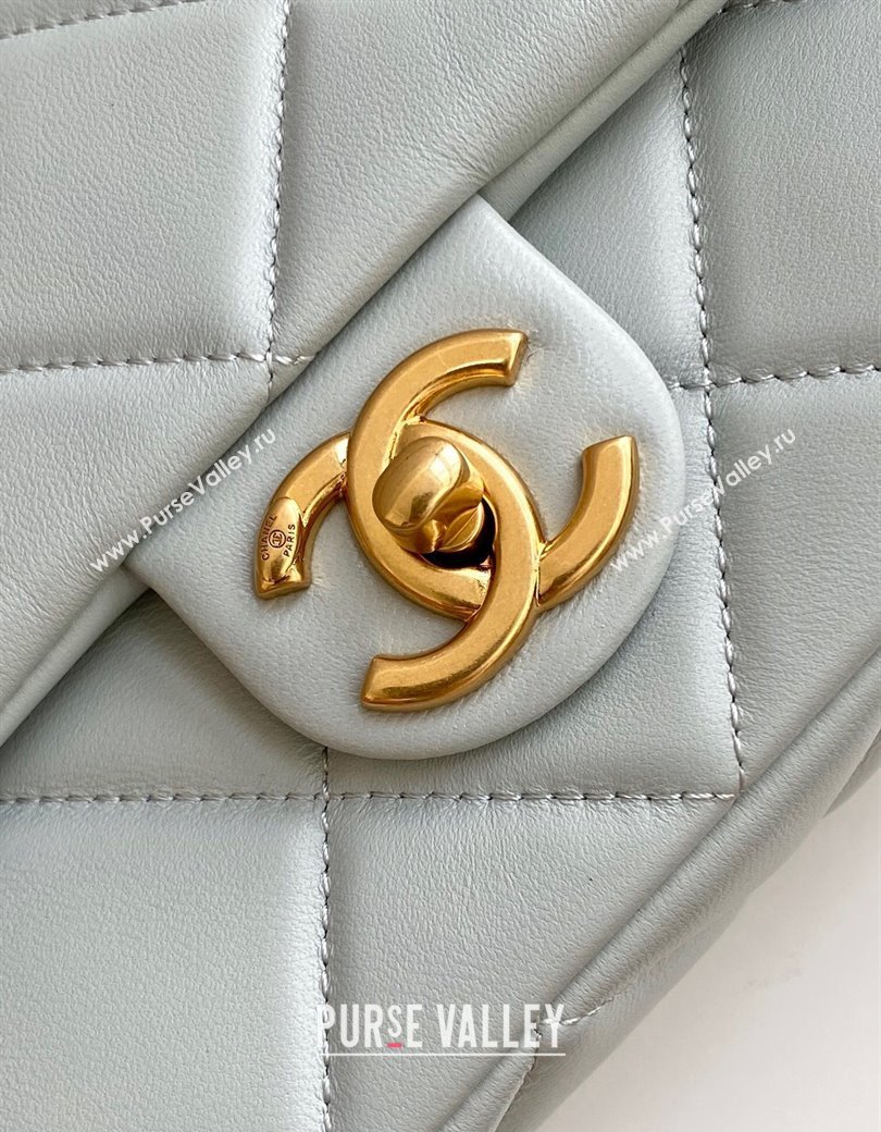 Chanel Lambskin Small Flap Bag with CC Chain Light Grey 2024 AS5174 (yezi-241207051)