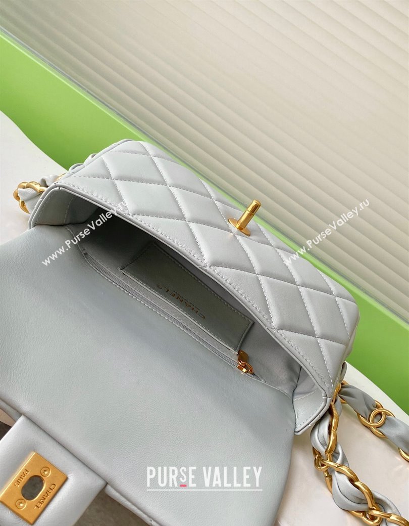 Chanel Lambskin Small Flap Bag with CC Chain Light Grey 2024 AS5174 (yezi-241207051)