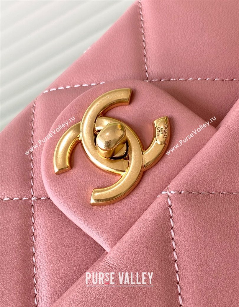 Chanel Lambskin Small Flap Bag with CC Chain Light Pink 2024 AS5174 (yezi-241207052)