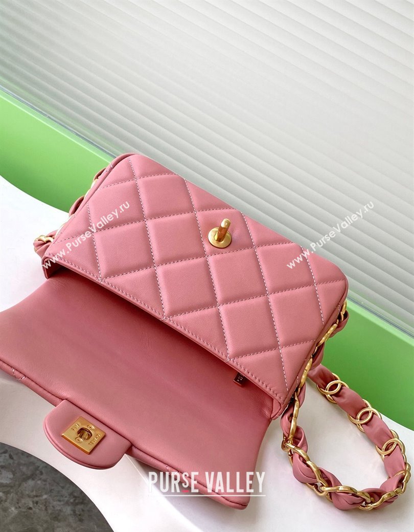 Chanel Lambskin Small Flap Bag with CC Chain Light Pink 2024 AS5174 (yezi-241207052)