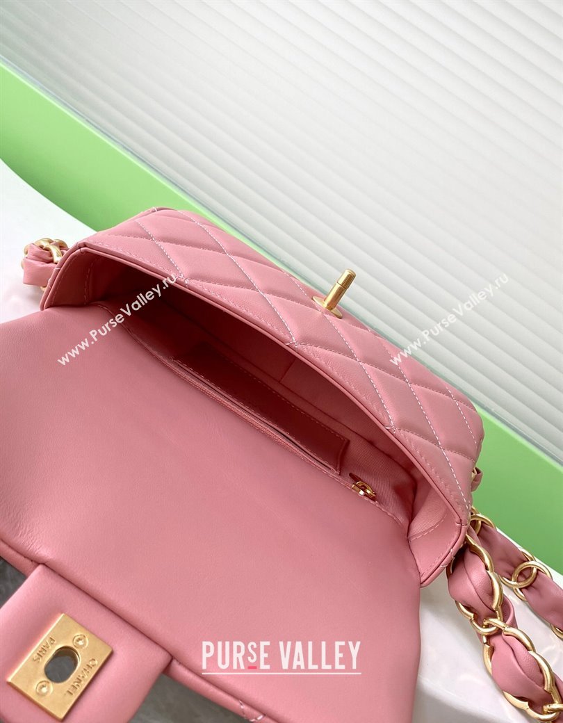 Chanel Lambskin Small Flap Bag with CC Chain Light Pink 2024 AS5174 (yezi-241207052)