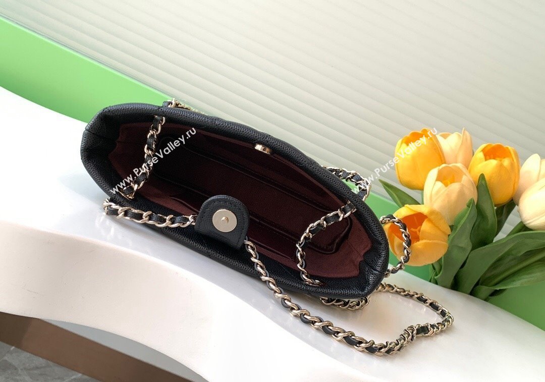 Chanel Grained Shiny Calfskin Classic Clutch with Chain AP4423 Black 2024 (yezi-241207019)