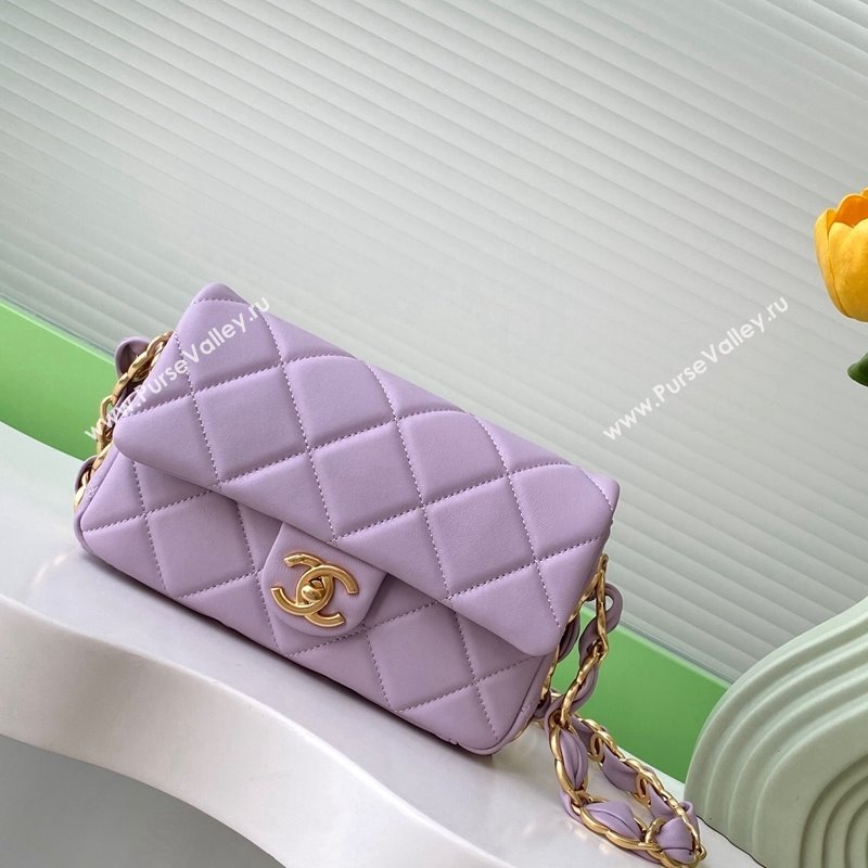 Chanel Lambskin Small Flap Bag with CC Chain Purple 2024 AS5174 (yezi-241207053)