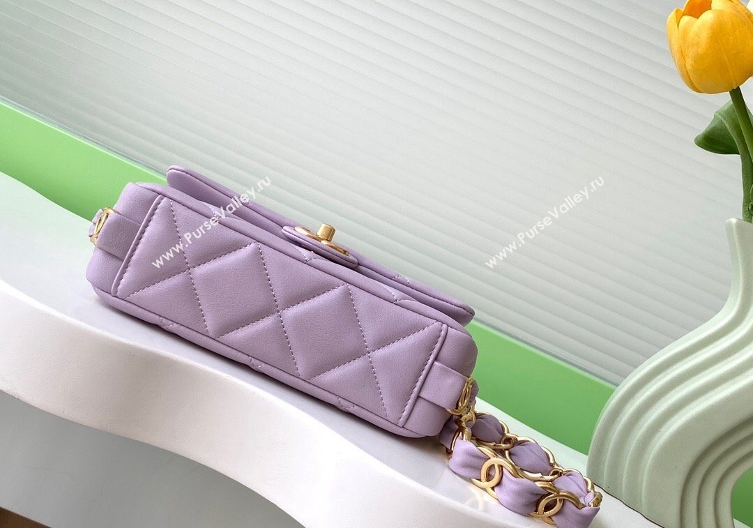 Chanel Lambskin Small Flap Bag with CC Chain Purple 2024 AS5174 (yezi-241207053)