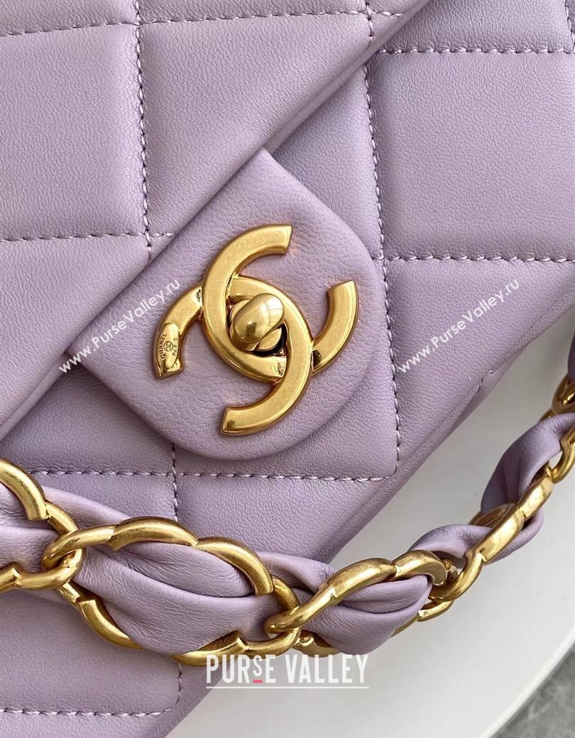 Chanel Lambskin Small Flap Bag with CC Chain Purple 2024 AS5174 (yezi-241207053)