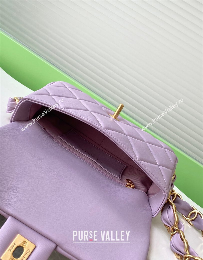 Chanel Lambskin Small Flap Bag with CC Chain Purple 2024 AS5174 (yezi-241207053)