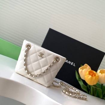 Chanel Grained Shiny Calfskin Classic Clutch with Chain AP4422 White 2024 (yezi-241207020)