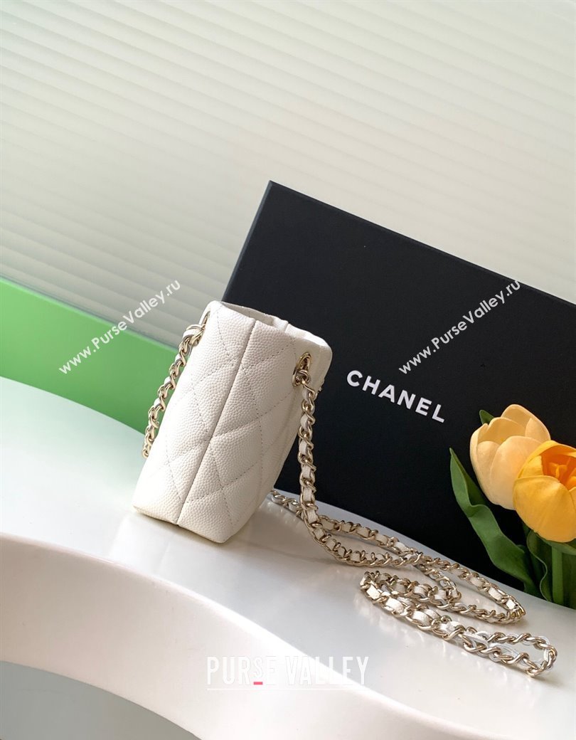 Chanel Grained Shiny Calfskin Classic Clutch with Chain AP4422 White 2024 (yezi-241207020)